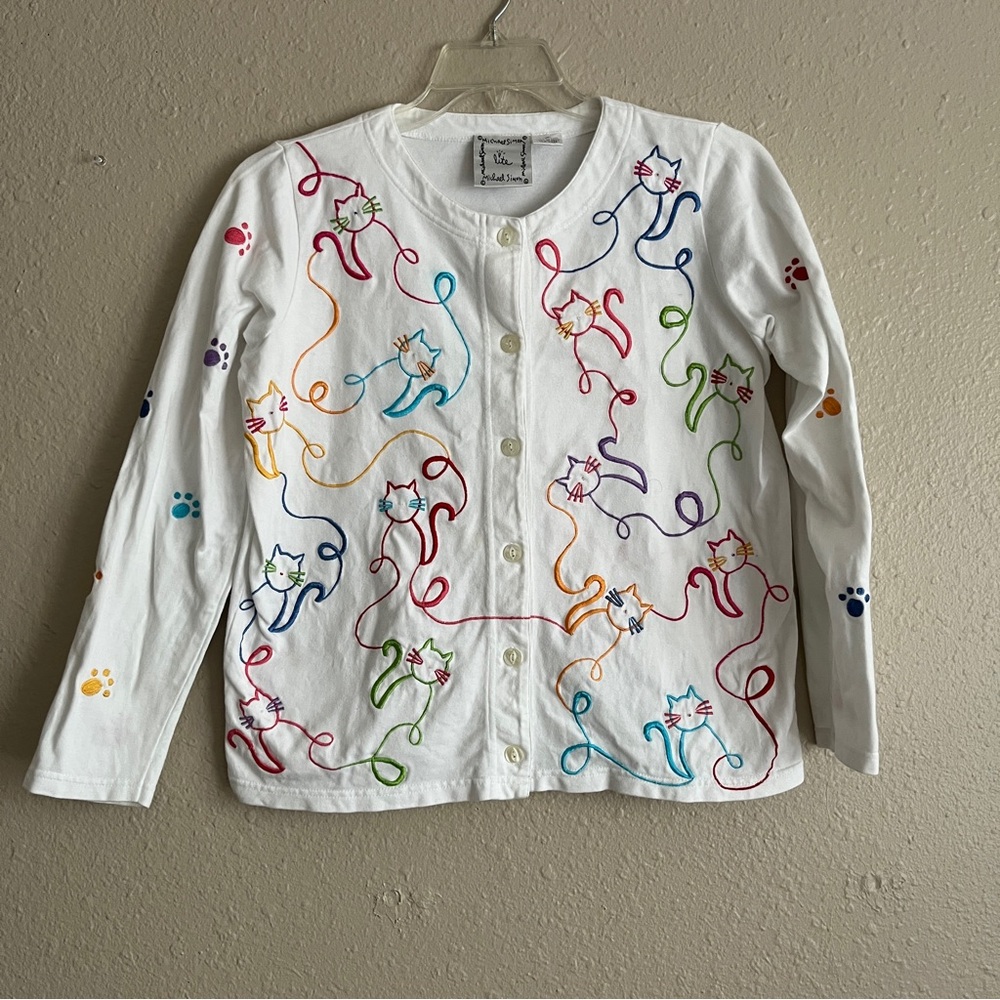 Michael Simon light cat cardigan